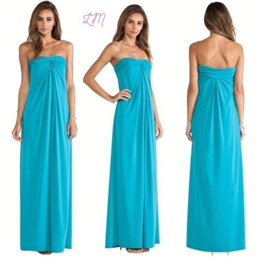 Halston Heritage NWOT Revolve Strapless Dress Extra‎ Small Caribbean Blue